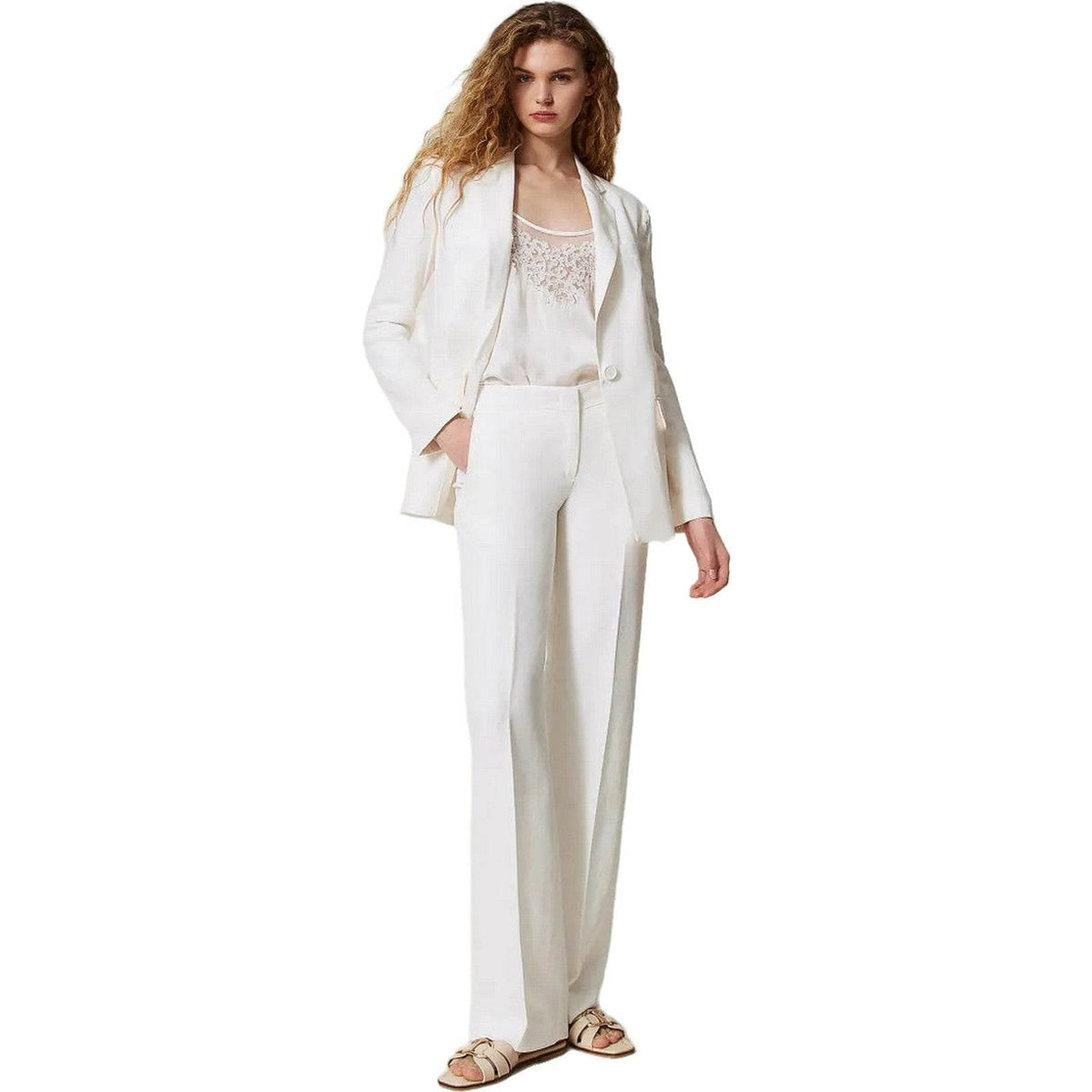 Canotte e top Donna Twinset - Top Ricamato - Bianco-Gianni Foti