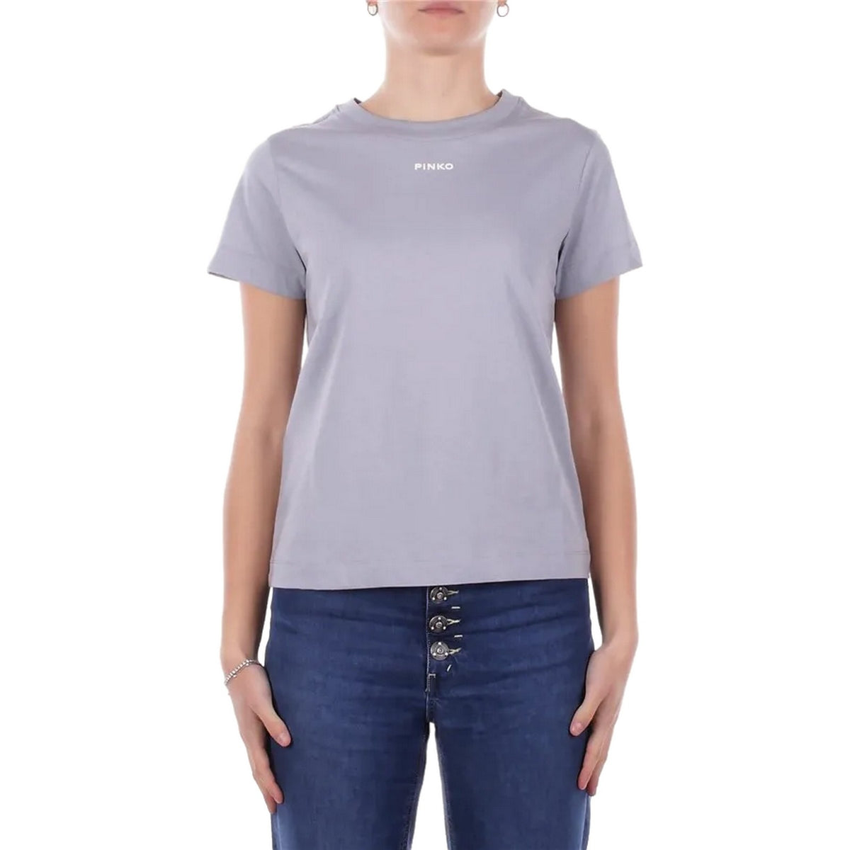 T-shirt Donna Pinko - Basico T-Shirt Jersey Logo Sta - Azzurro