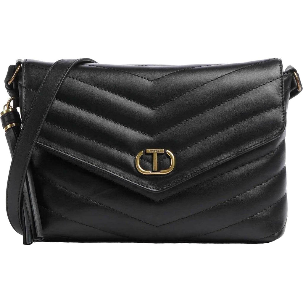 Borse a tracolla Donna Twinset - Tracolla Grande Trapuntata In Pelle - Nero