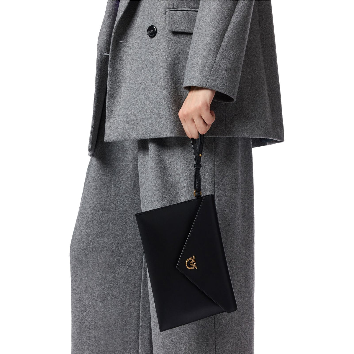 Borse a spalla Donna Pinko - Flat Purse Handle Vitello Seta - Nero