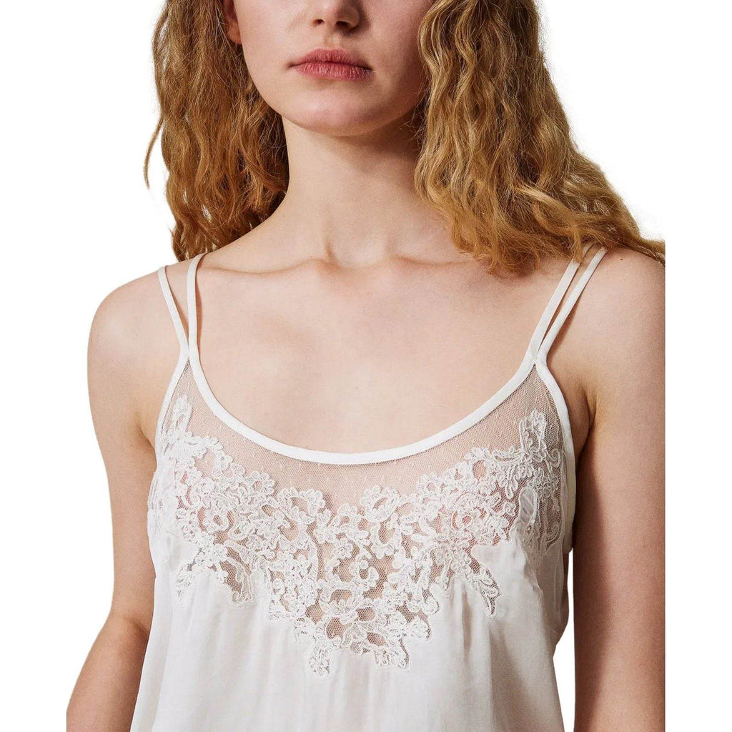 Canotte e top Donna Twinset - Top Ricamato - Bianco-Gianni Foti
