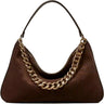 Borse a mano Donna Twinset - Tracolla Grande In Camoscio/Manico In Catena Logo - Marrone