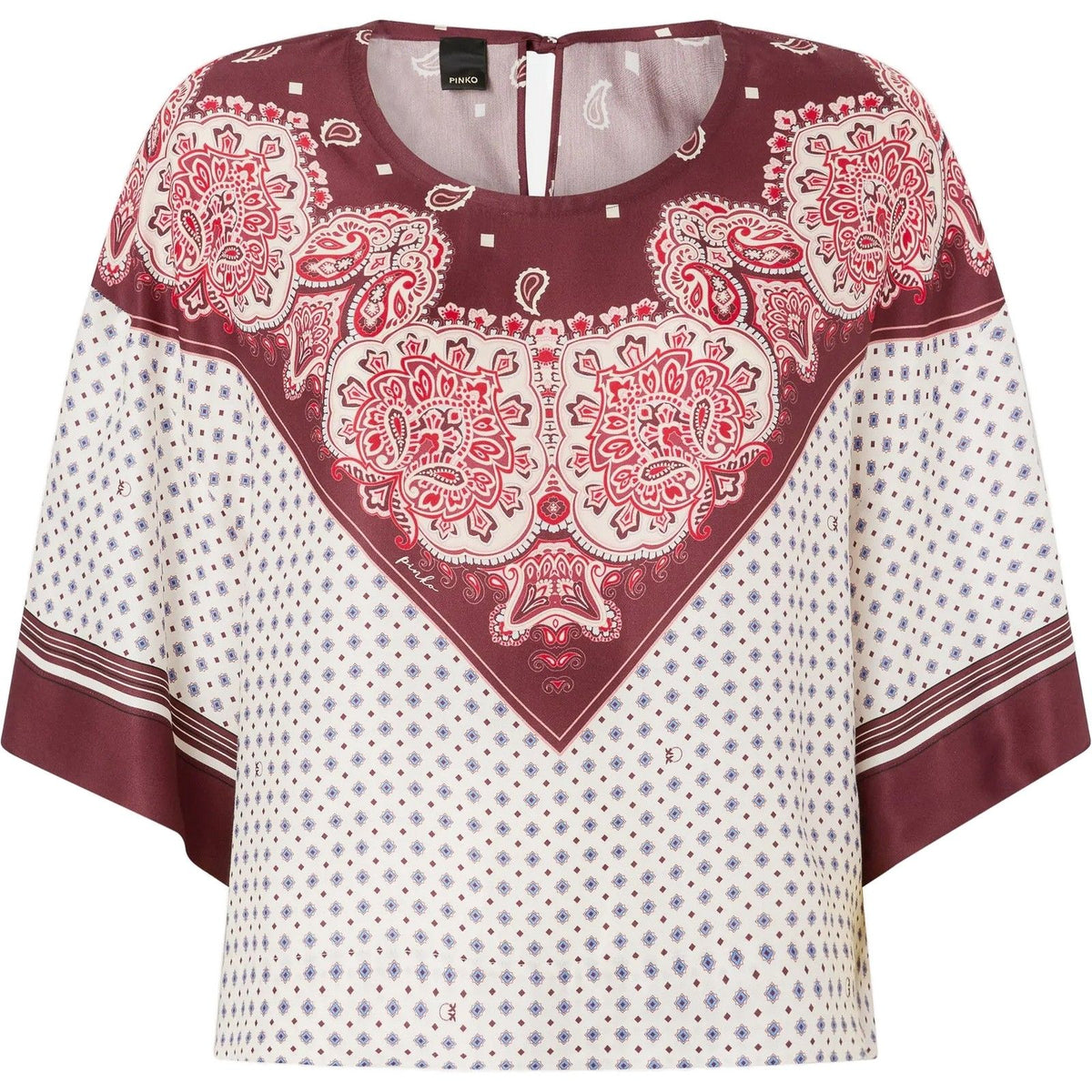 Bluse Donna Pinko - Betsy Blusa Twill Stampa Foula - Bordeaux