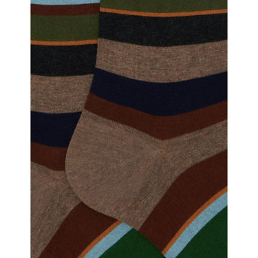 Calze Uomo Gallo - Uomo Lungo Co/Ly Leggero Righe Multicolor - Marrone