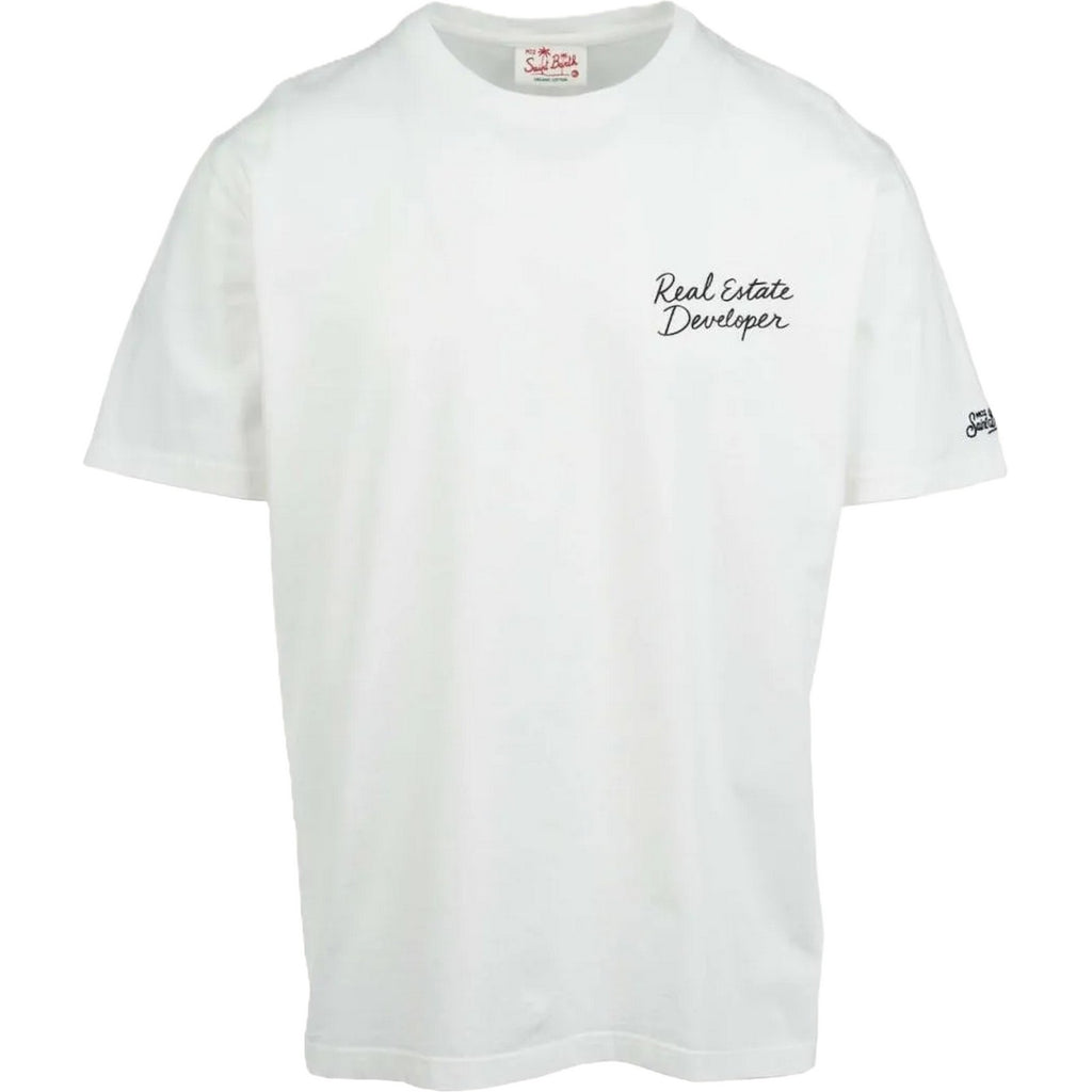 T-shirt Uomo Mc2 Saint Barth - Man Cotton T-Shrt With Front And Back Print/Emb - Bianco
