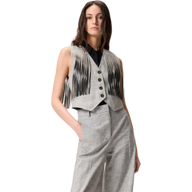 Gilet Donna Pinko - Boretto Gilet Fiammato Lino Co - Grigio