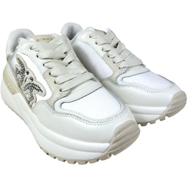 Sneaker Donna Pinko - Sneaker Calf Leather/Satin - Bianco