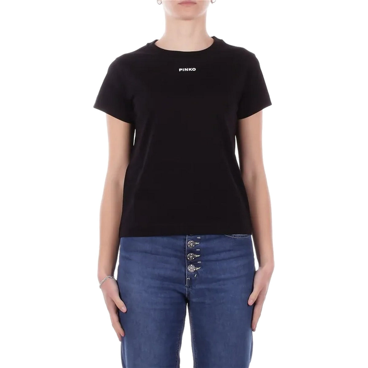 T-shirt Donna Pinko - Basico T-Shirt Jersey Logo Sta - Nero