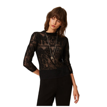 Maglie Donna Twinset - Lupetto Manica 3/4 Maglia Jacquard - Nero