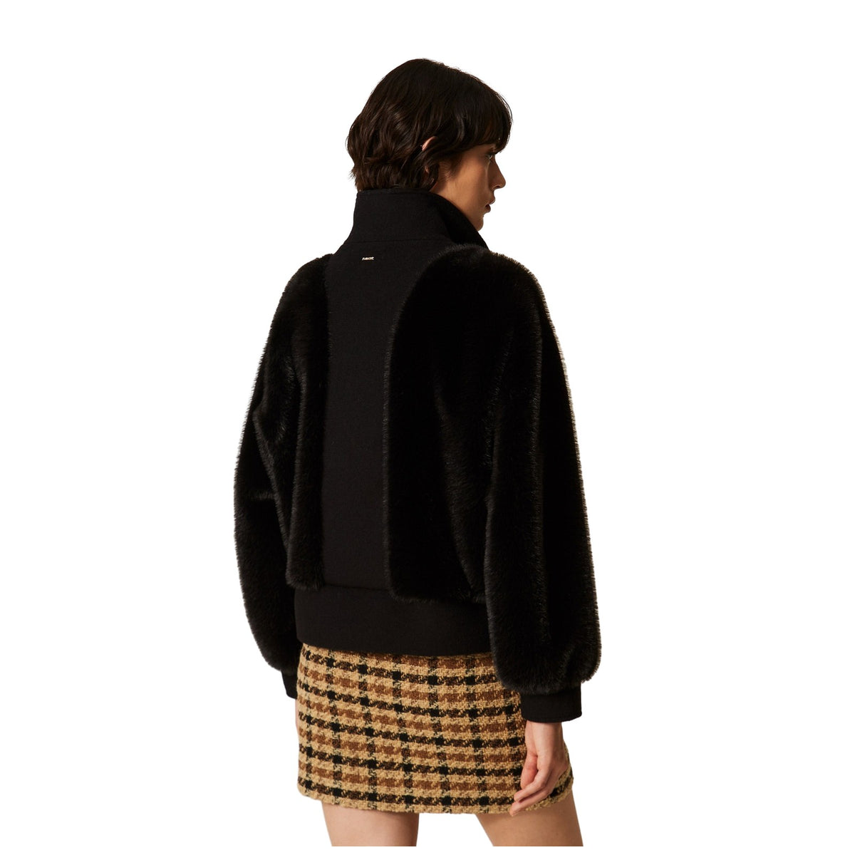 Giubbini Donna Twinset - Giubbotto Long Fiber Fabric E Panno - Nero