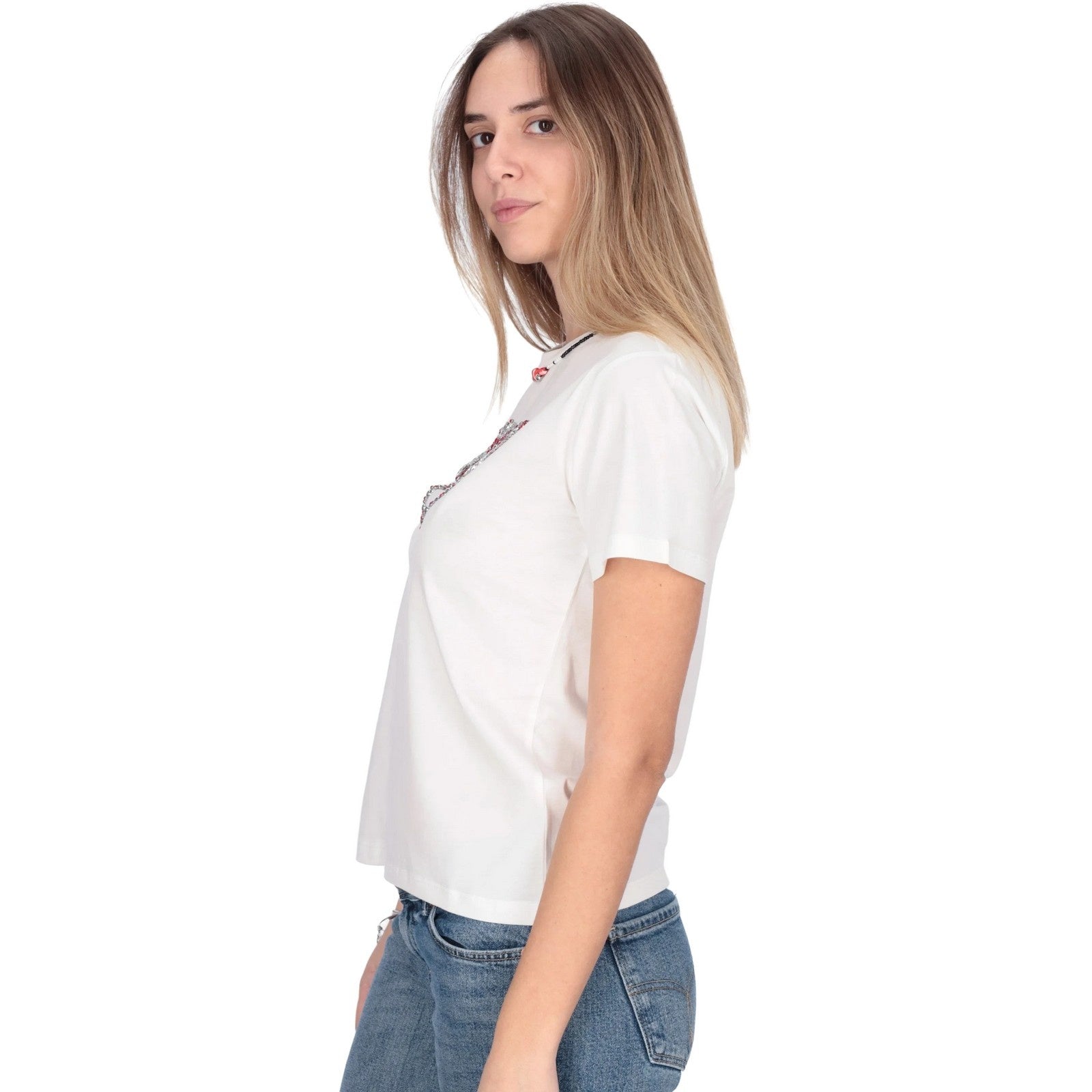 T-shirt Donna Pinko - Fidenza T-Shirt Jersey Logo Ri - Bianco