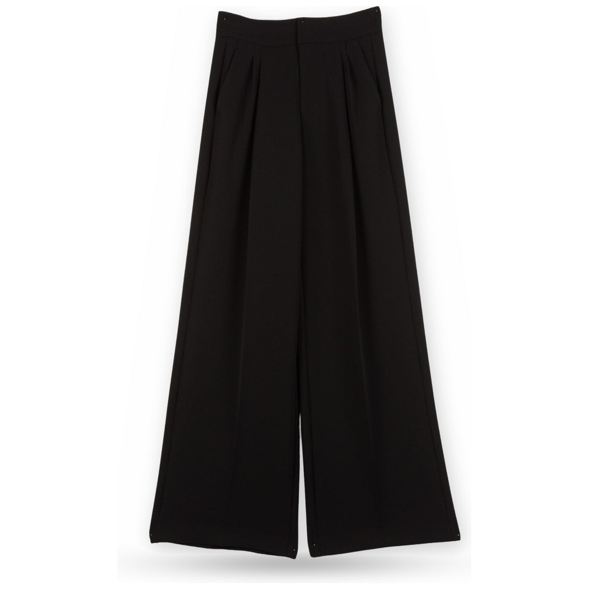 Pantaloni Donna Twinset - Pantalone Largo Con Pieghe - Nero