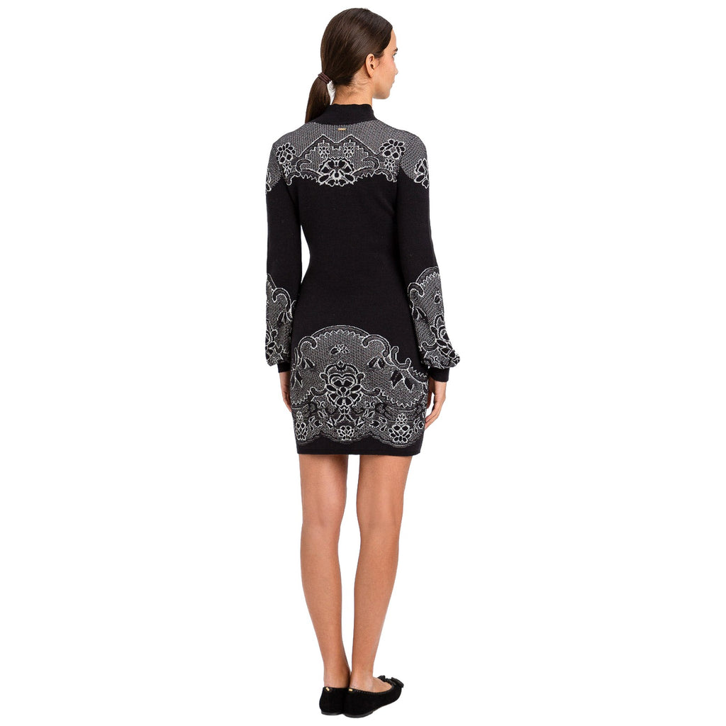 Vestiti casual Donna Twinset - Mini Abito In Maglia A Lupetto Jacquard - Nero