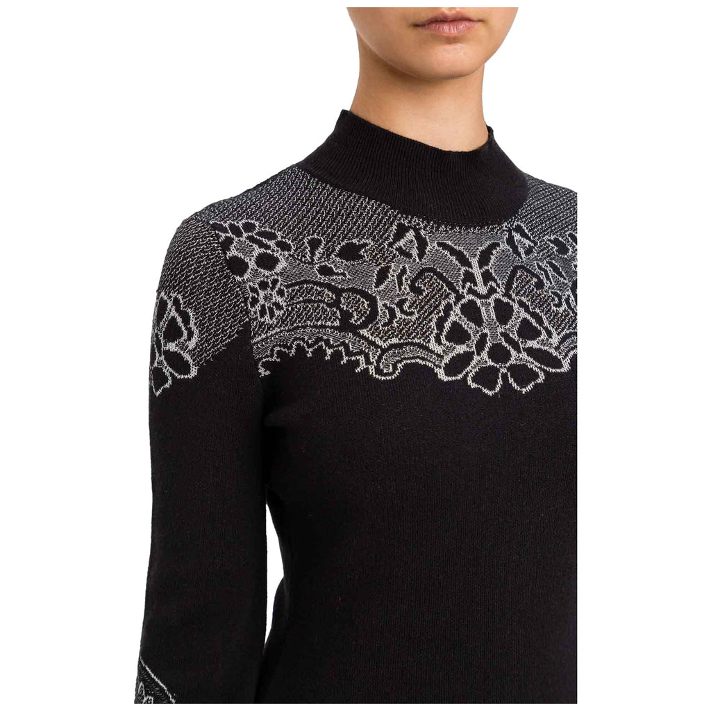 Vestiti casual Donna Twinset - Mini Abito In Maglia A Lupetto Jacquard - Nero