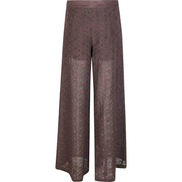Pantaloni Donna Pinko - Kimmy Pantalone Popeline Ricam - Marrone