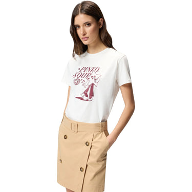 T-shirt Donna Pinko - Trapani High Trim T-Shirt Jers - Bianco