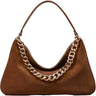 Borse a mano Donna Twinset - Tracolla Grande In Camoscio/Manico In Catena Logo - Marrone