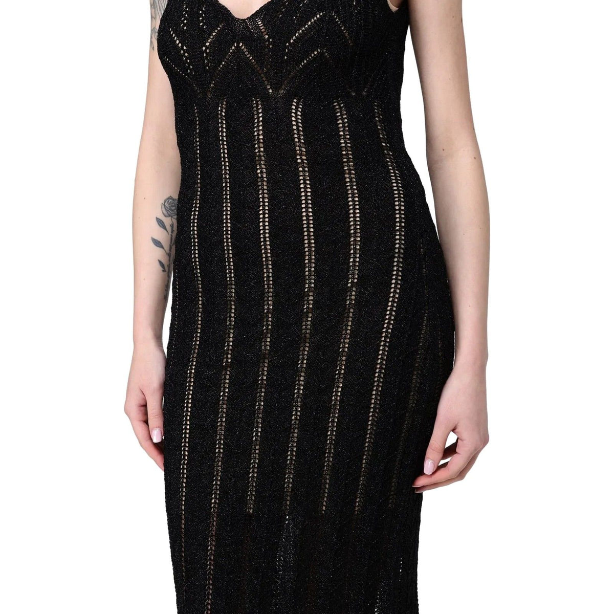 Vestiti casual Donna Twinset - Abito Smanicato In Maglia Costa Disegno Chevron - Nero