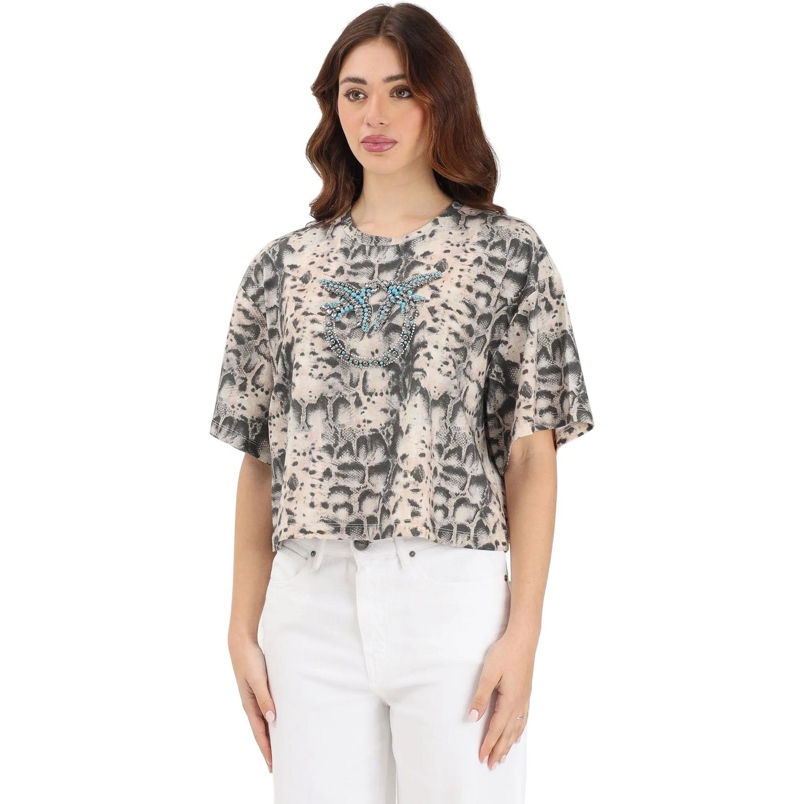 T-shirt Donna Pinko - Terni T-Shirt Jersey Snake Ric - Beige