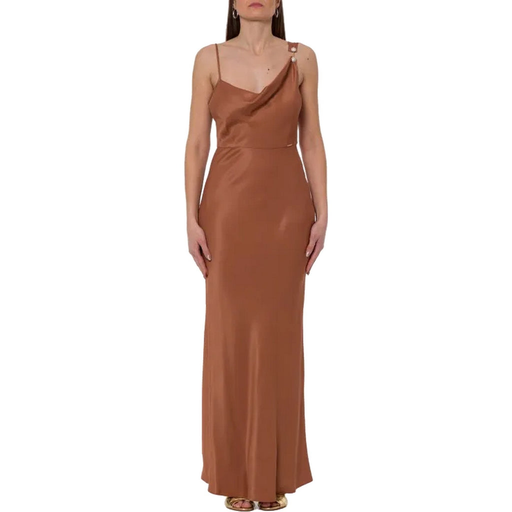 Vestiti da sera e cerimonia Donna Twinset - Abito Lungo Con Dettaglio Catena - Marrone