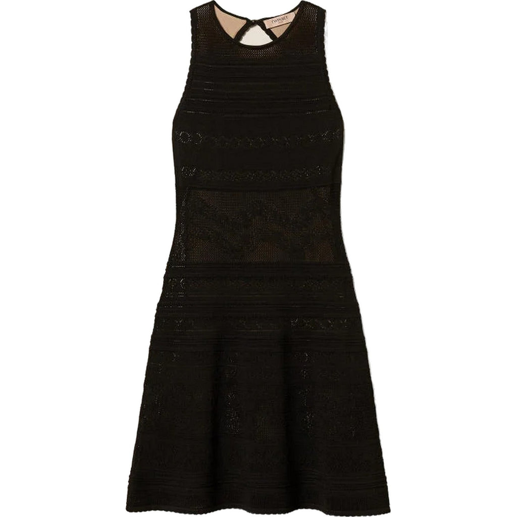 Vestiti casual Donna Twinset - Abito Corto In Maglia Smanicato Mix Punti - Nero