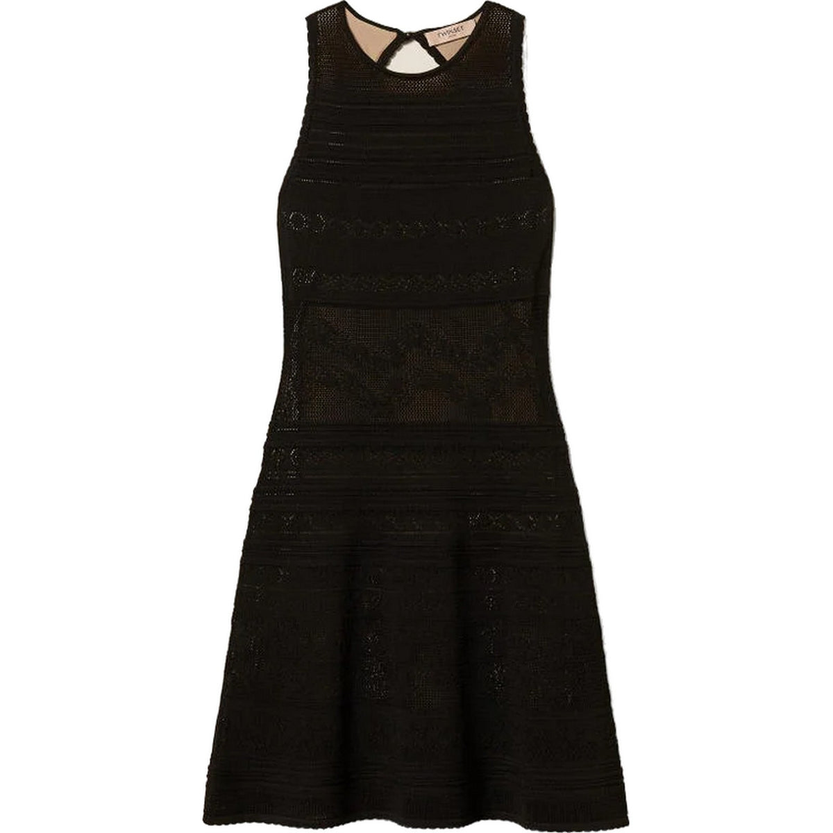 Vestiti casual Donna Twinset - Abito Corto In Maglia Smanicato Mix Punti - Nero