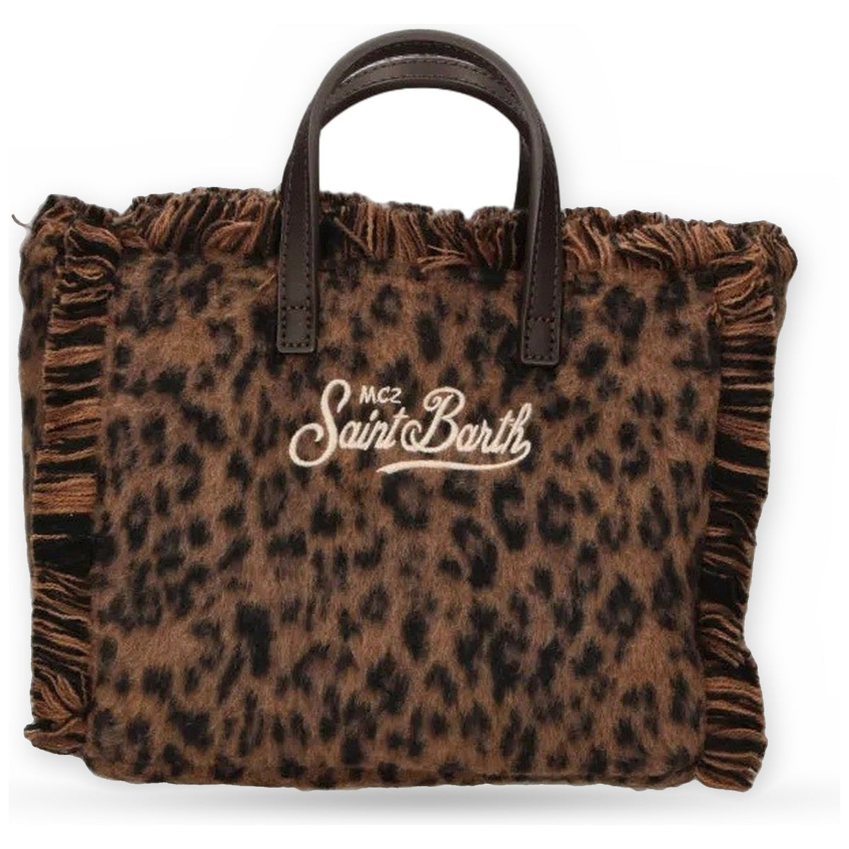 Borse a spalla Unisex Mc2 Saint Barth - Small Bag with Strap Vanity Mini Felt N Dark Leopard 18 Emb - Multicolore