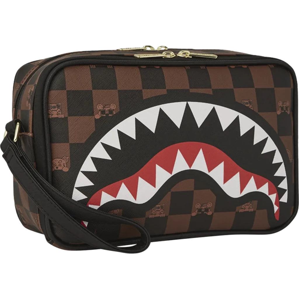 Beauty Case Unisex Sprayground - Peeking Character Check Toiletry - Marrone
