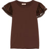 T-shirt Donna Twinset - T-Shirt In Jersey Con Alette In Pizzo - Marrone