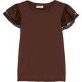 T-shirt Donna Twinset - T-Shirt In Jersey Con Alette In Pizzo - Marrone