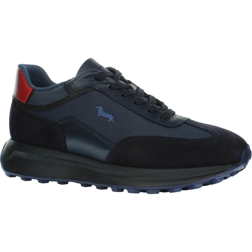 Sneaker Uomo Harmont Blaine Scarpe In Calf E Tex Fabric Blu