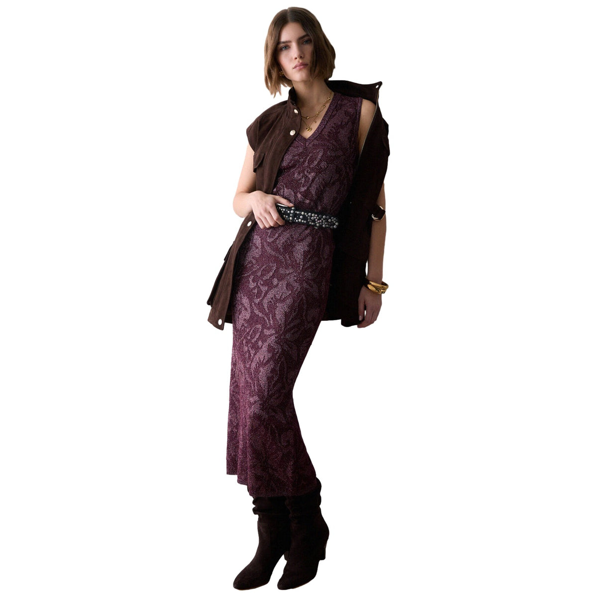 Gonne casual Donna Liu Jo - Knit Longuette Lamé Punto Pizz - Viola