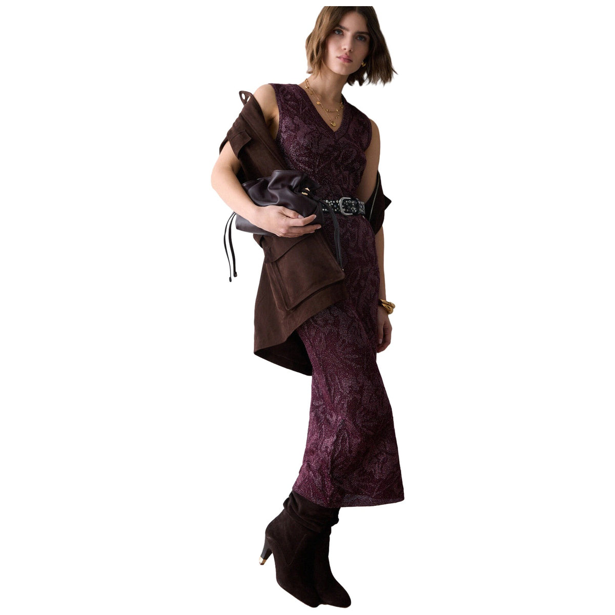 Maglie Donna Liu Jo - Maglia S/M In Lamé Punto Pizzo - Viola
