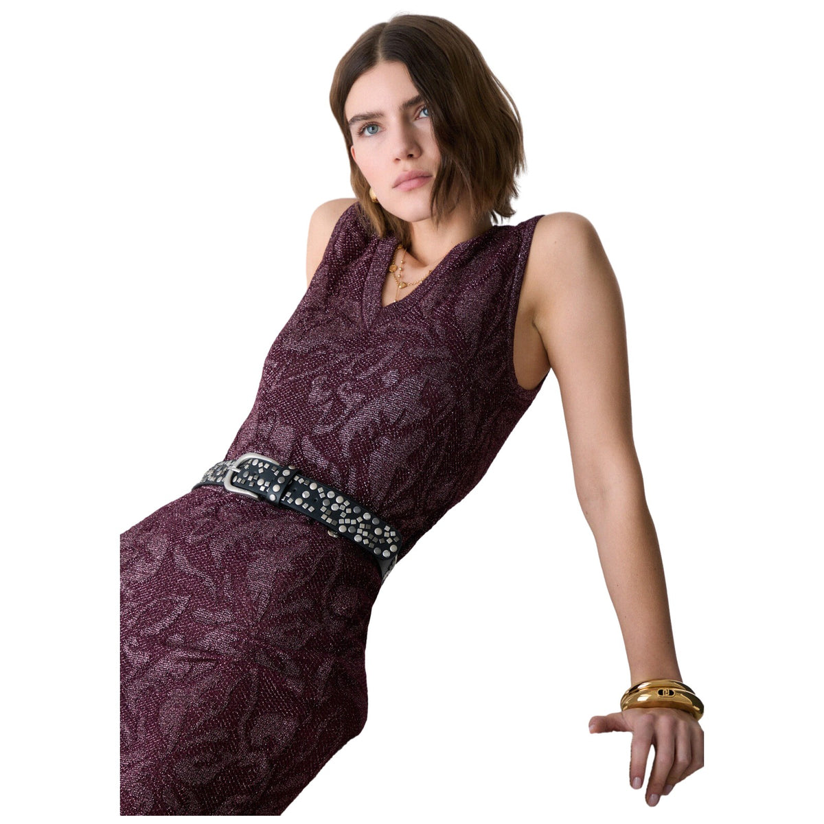 Maglie Donna Liu Jo - Maglia S/M In Lamé Punto Pizzo - Viola