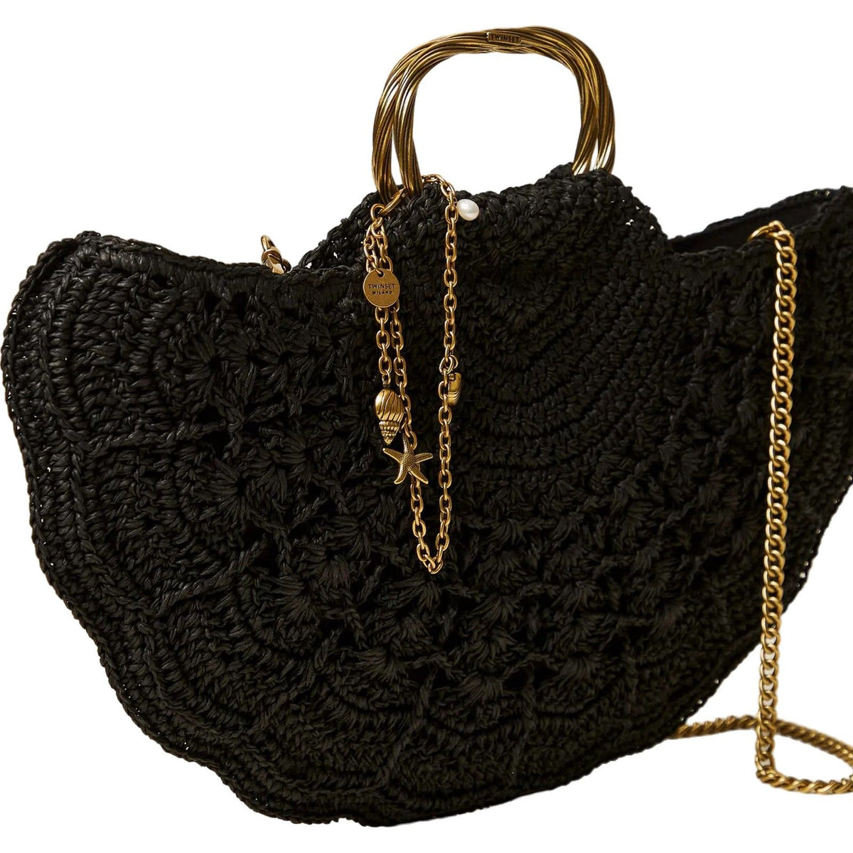 Pochette e Clutch Donna Twinset - Clutch Effetto Paglia Con Maniglia - Nero