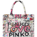Borse a spalla Donna Pinko - Beach Shopper Canvas Stampa Gr - Bianco