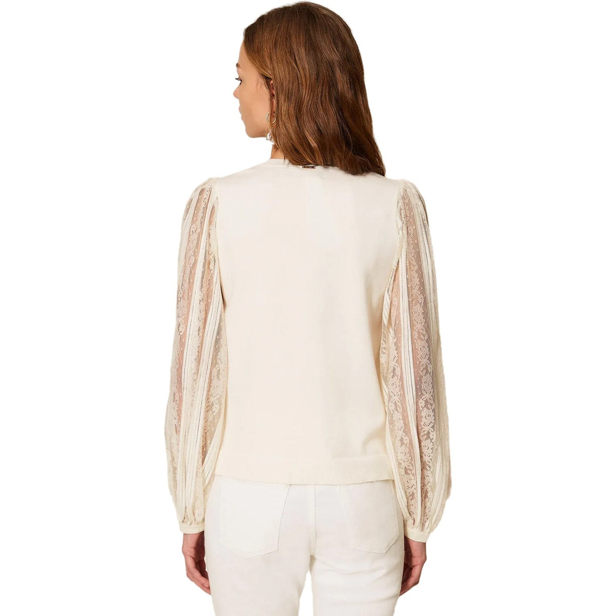 Bluse e camicie Donna Twinset - Maglia Con Pizzo Ricamato - Bianco