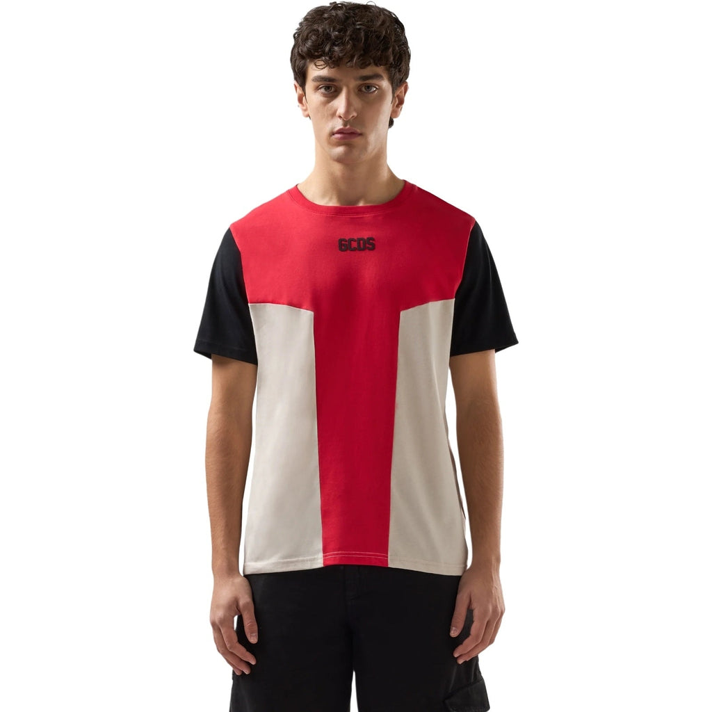 T-shirt Uomo Gcds - Color Block Ss T-Shirt - Rosso-Gianni Foti