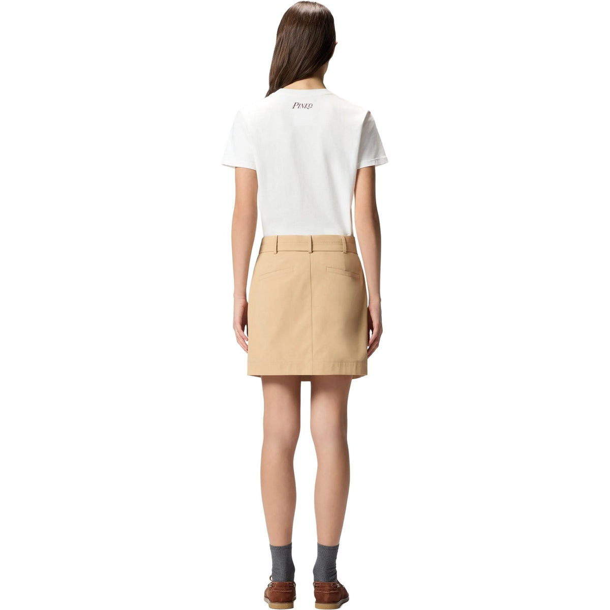 T-shirt Donna Pinko - Trapani High Trim T-Shirt Jers - Bianco