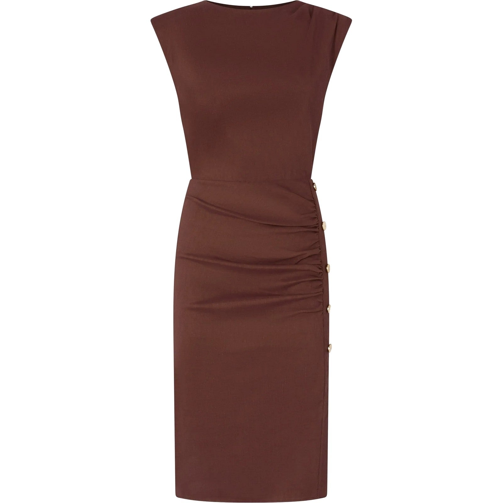 Vestiti da sera e cerimonia Donna Pinko - Alissa Abito Lino Stretch - Marrone