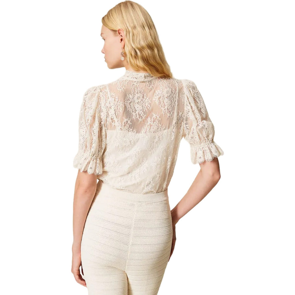 Camicie Donna Twinset - Camicia Maniche 3/4 In Pizzo - Bianco