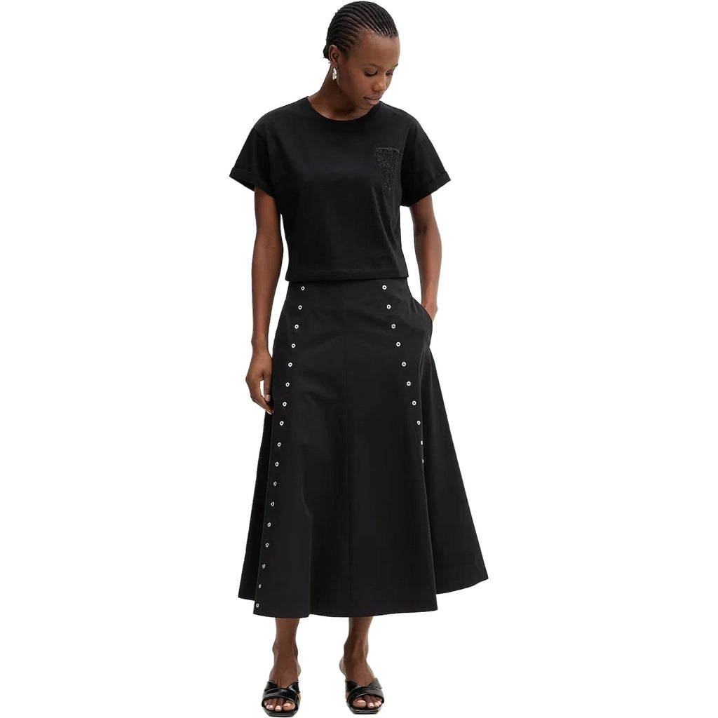 T-shirt Donna Twinset - T-Shirt In Jersey Con Ricamo "T" - Nero