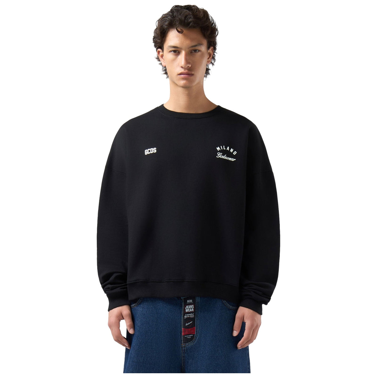 Felpe senza cappuccio Uomo Gcds - Band Logo Back Crewneck - Nero