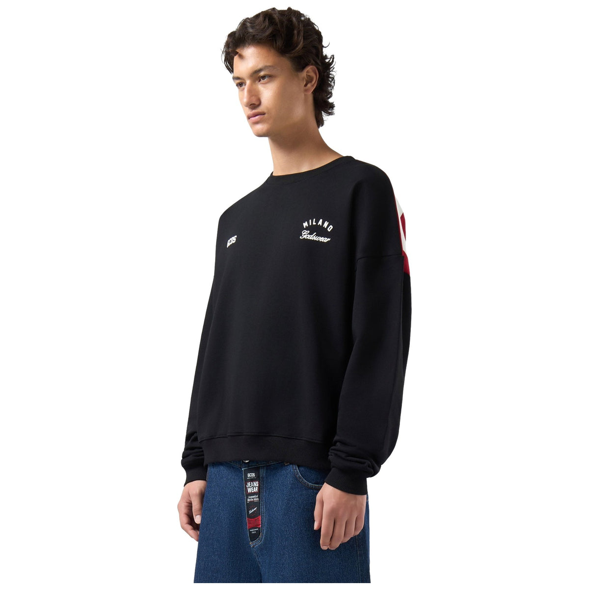 Felpe senza cappuccio Uomo Gcds - Band Logo Back Crewneck - Nero