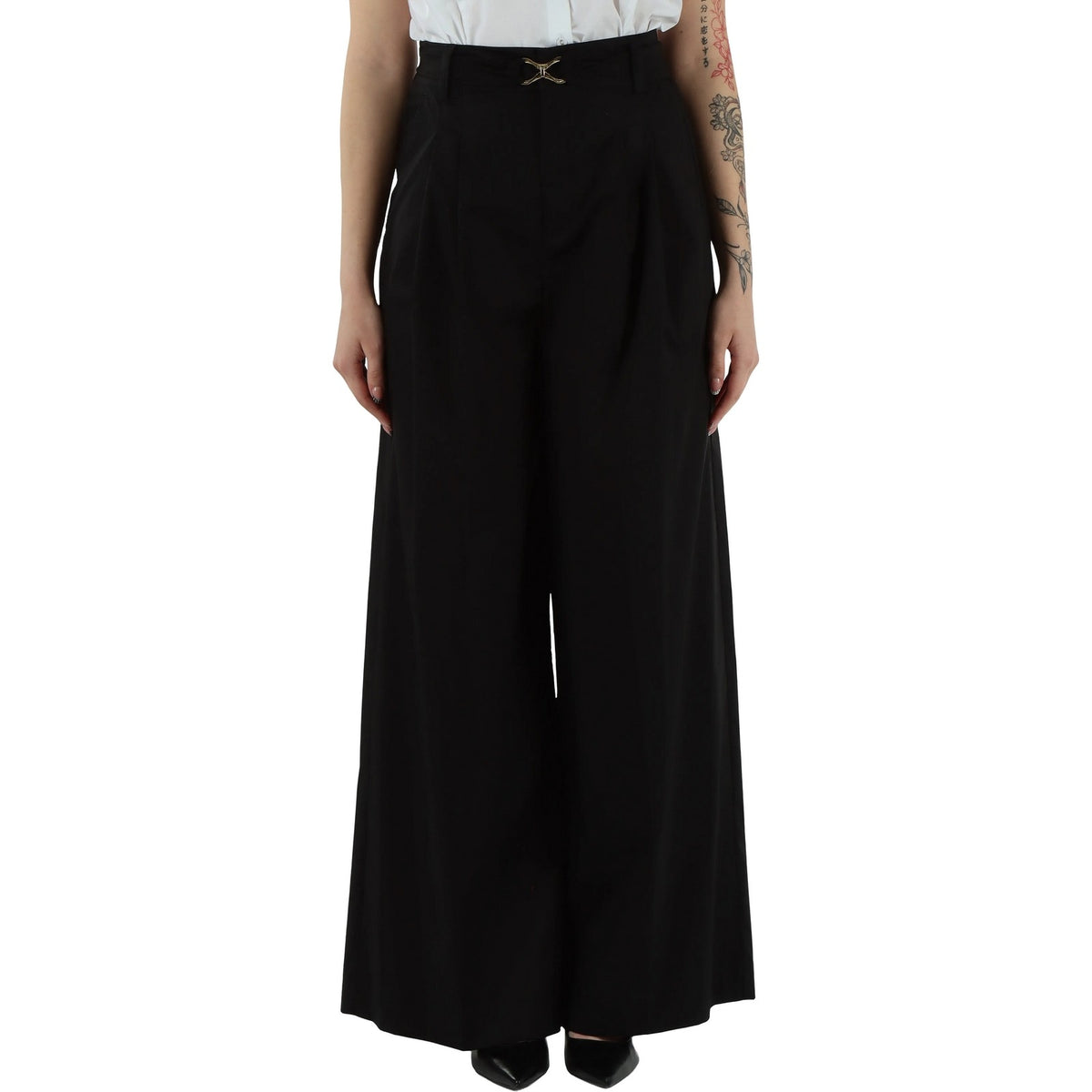 Pantaloni Donna Twinset - Pantalone Largo Con Cintura Staccabile - Nero