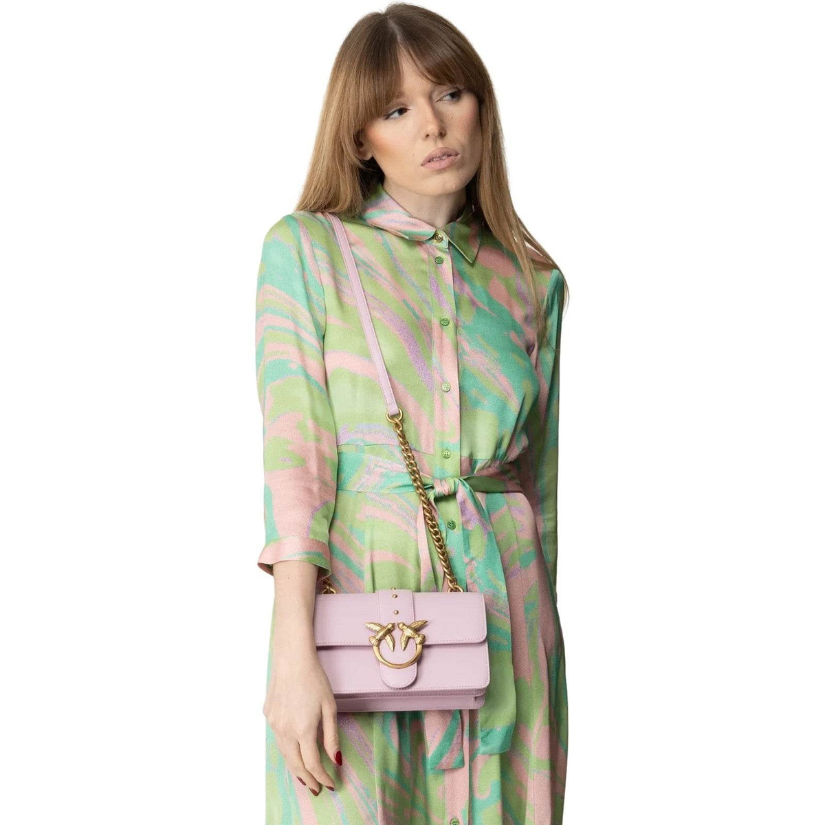 Borse a spalla Donna Pinko - Love One Mini Cl Vitello Seta - Viola