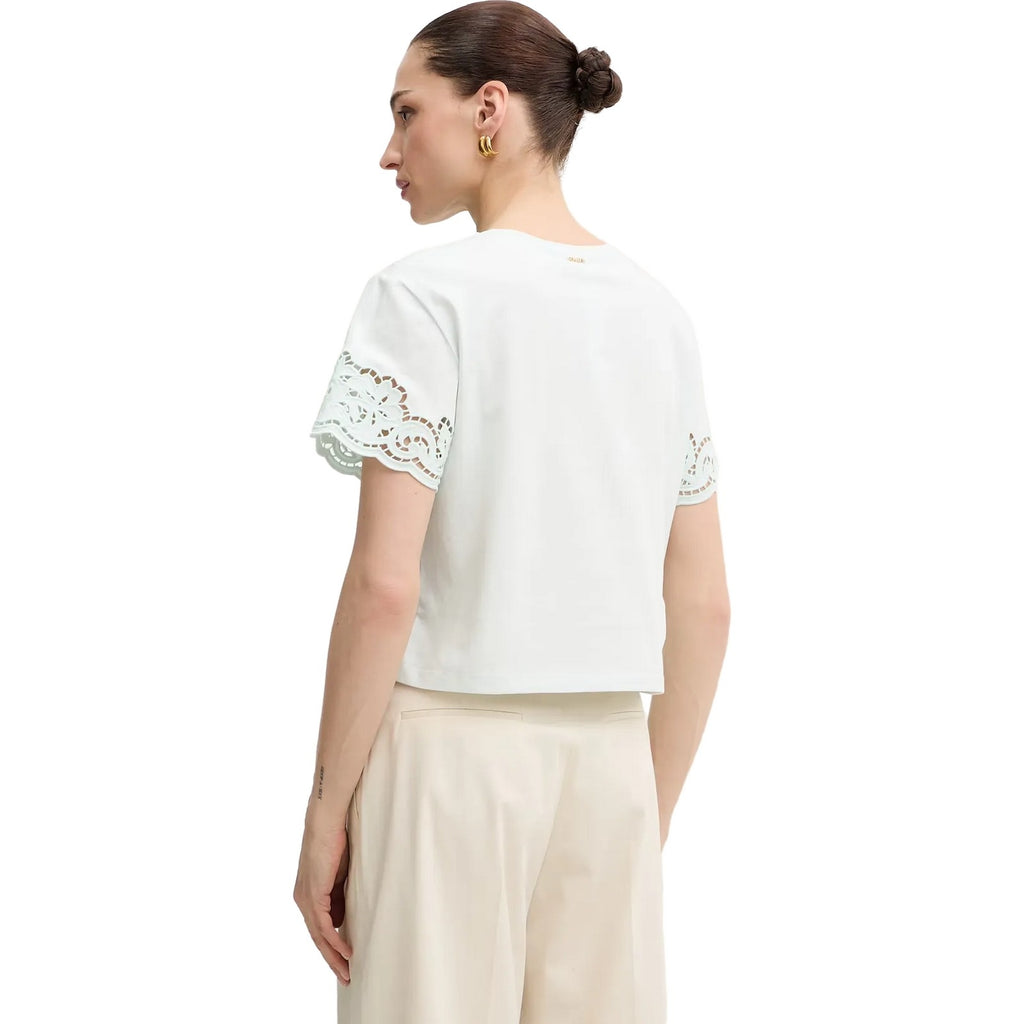 T-shirt Donna Twinset - T-Shirt In Jersey M/C Con Ricamo - Celeste