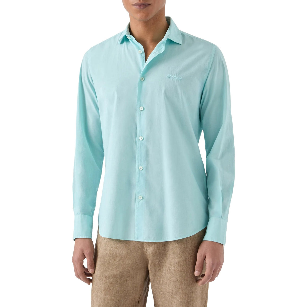 T-shirt Uomo Mc2 Saint Barth - Cotton Voile Shirt - Verde