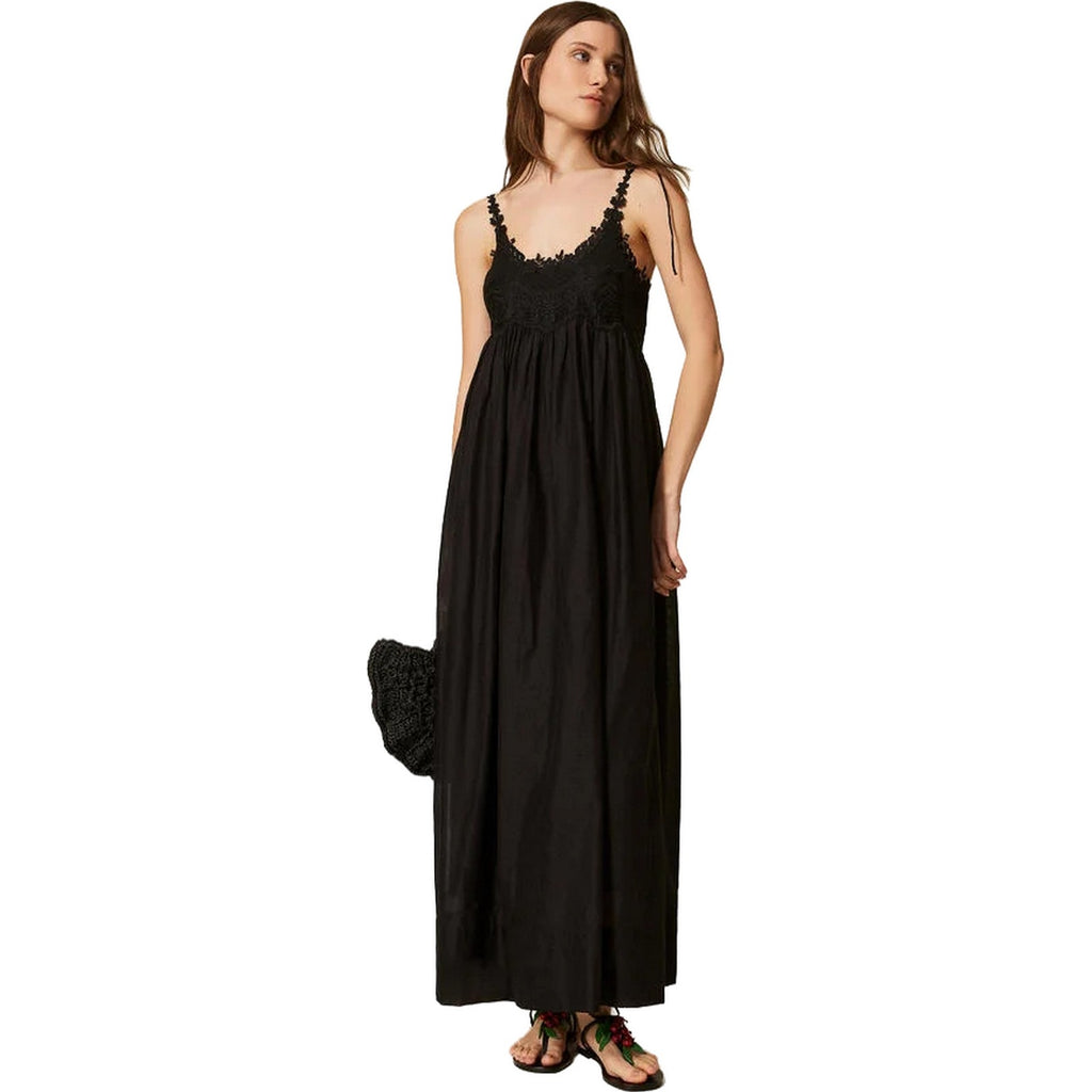 Vestiti da sera e cerimonia Donna Twinset - Abito Lungo Con Spallini - Nero