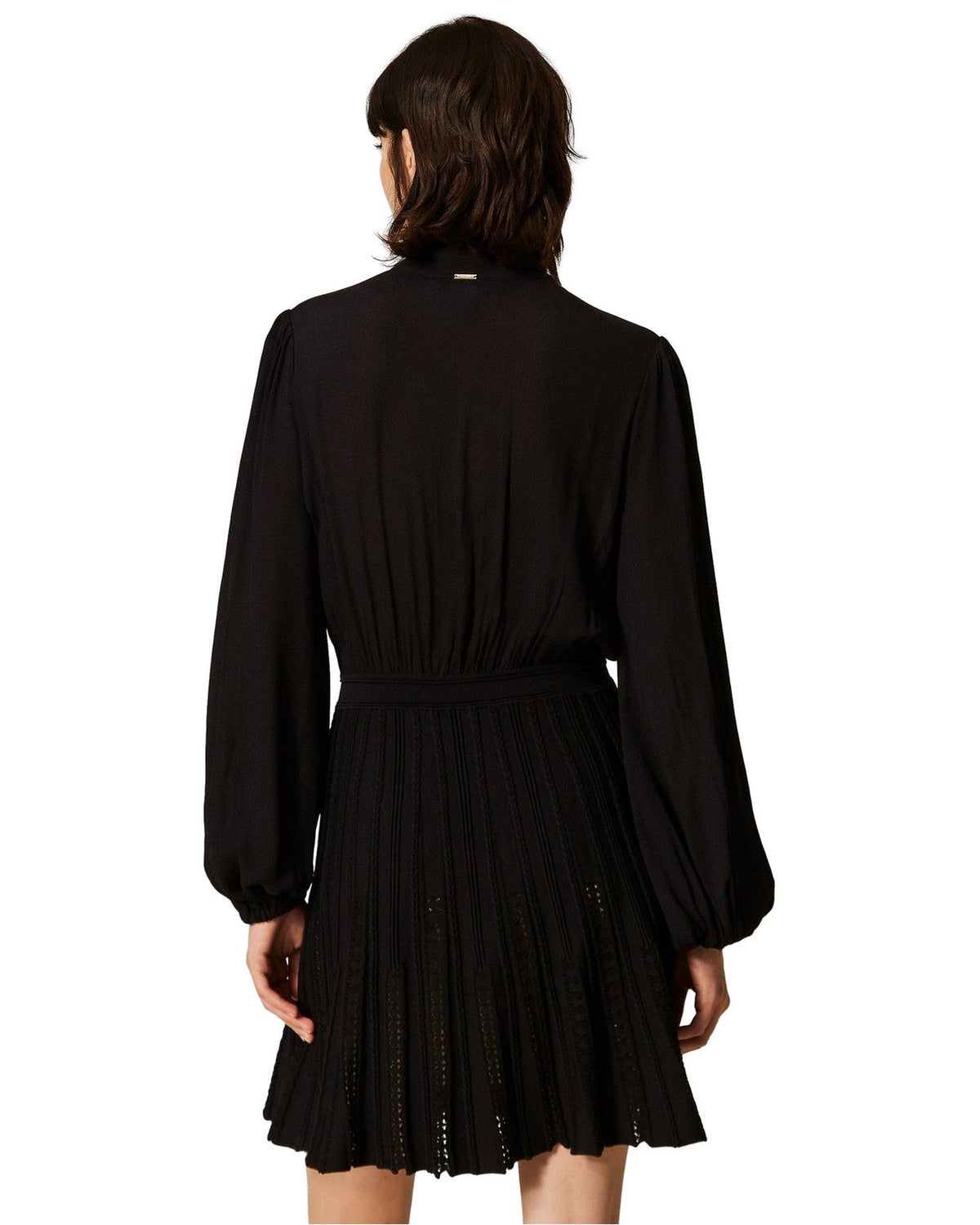 Vestiti casual Donna Twinset - Abito Bi-materiale C/Sciarpina - Nero